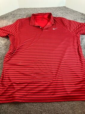 Nike Dri-Fit Men’s Size 3XL Tall Red Striped Polo Golf Shirt